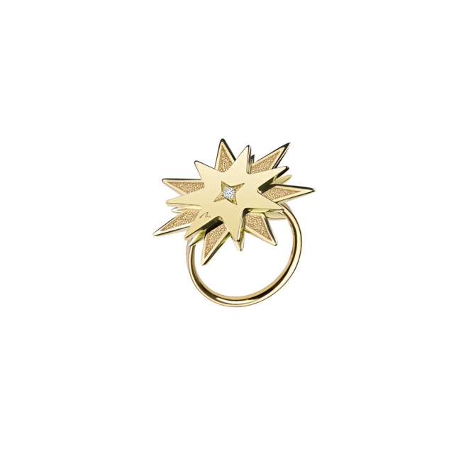 14 k yellow gold diamond Luceafar ring