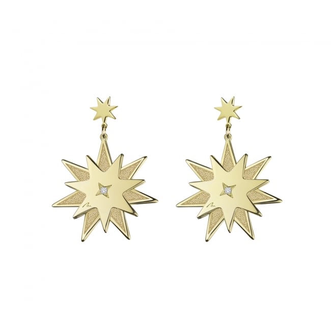 Yellow gold Luceafarul diamond earrings