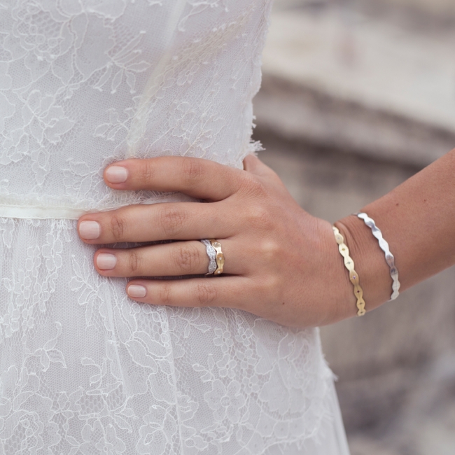 14 KT rose gold Infinity wide wedding ring with white diamonds