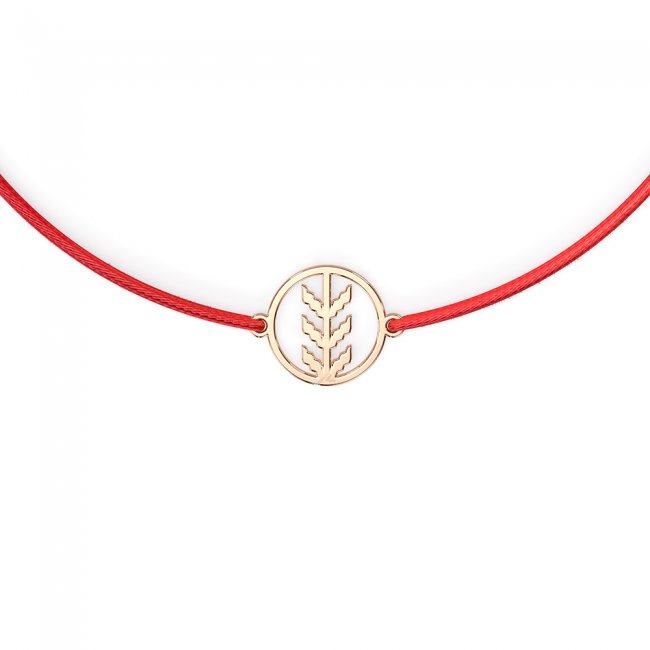 14 k rose gold Spike symbol on string bracelet