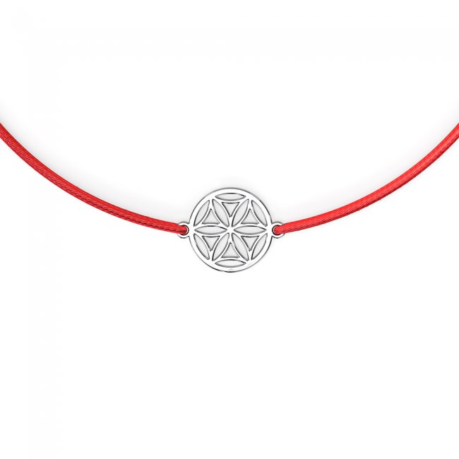 14 k white gold Rosette symbol on string bracelet