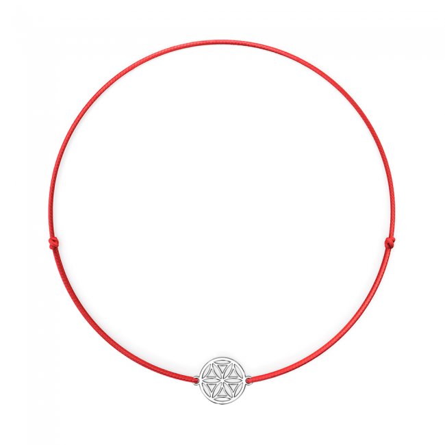 14 k white gold Rosette symbol on string bracelet