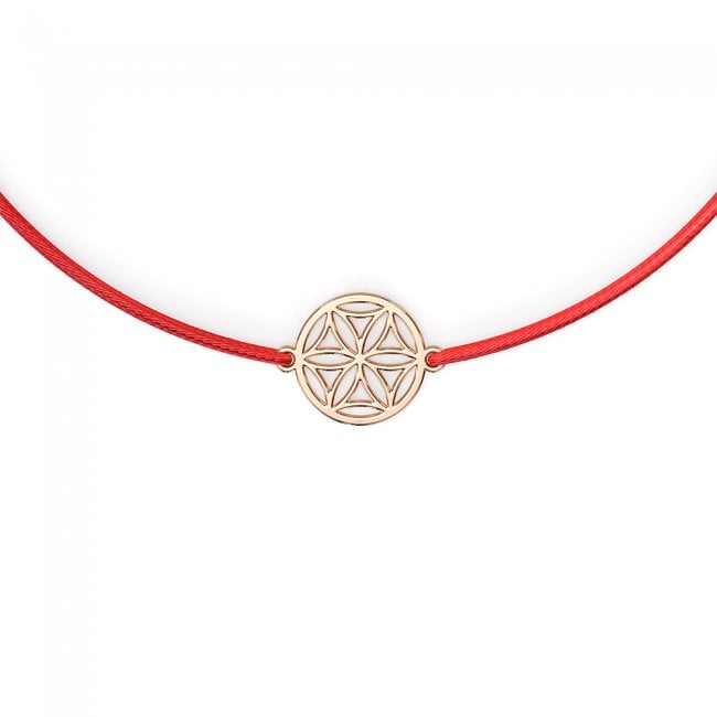 14 k rose gold Rosette symbol on string bracelet