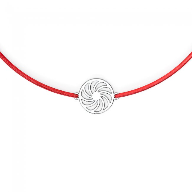 14 k white gold Spiral symbol on string bracelet