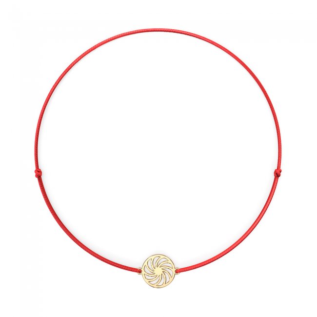 14 k yellow gold Spiral symbol on string bracelet