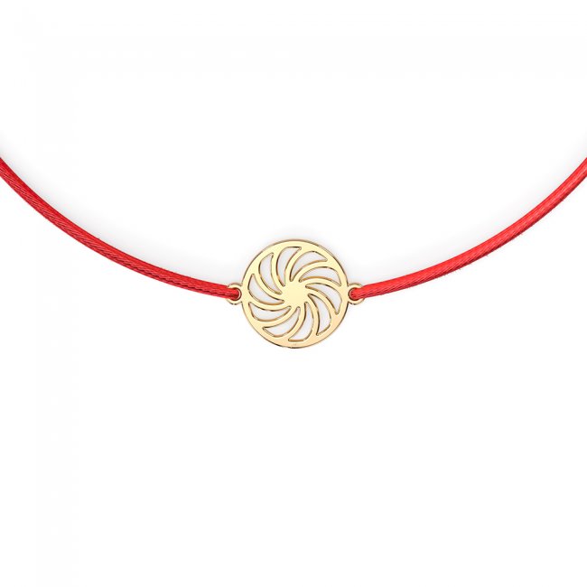 Yellow gold Spiral symbol on string bracelet