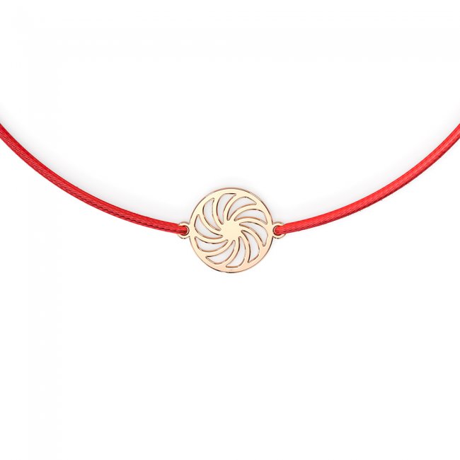 14 k rose gold Spiral symbol on string bracelet