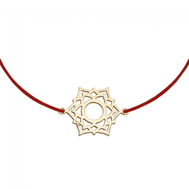 Bratara pe snur Chakra Coroanei Sahasrara, din aur galben 14 KT