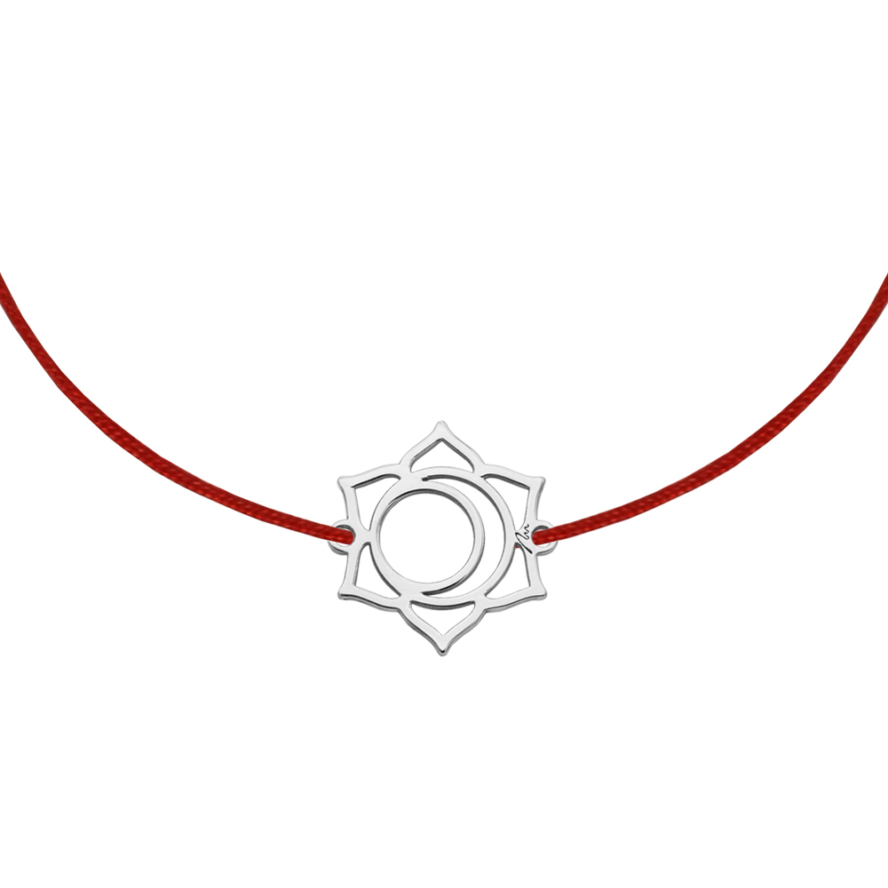 Bratara pe snur Chakra Sacrala Svadhisthana, din aur alb 14 KT