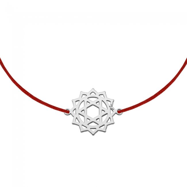 White gold Anahata Heart Chakra on string bracelet