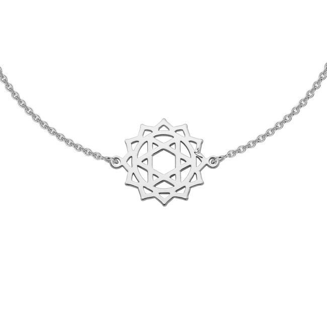 14 KT white gold Anahata Heart Chakra chain bracelet