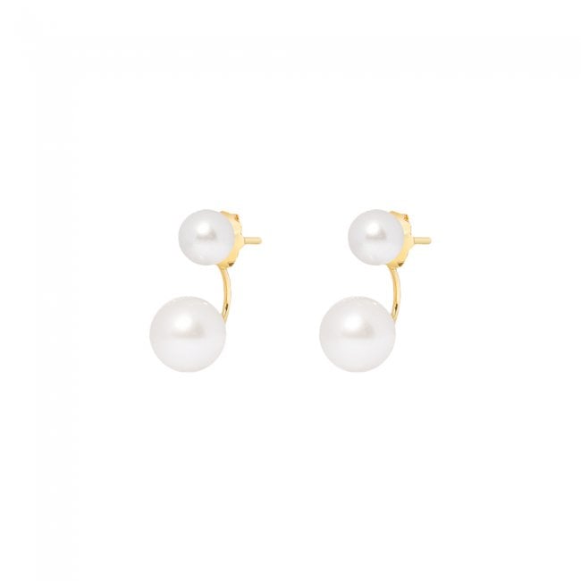 2 pearls earrings in yellow gold