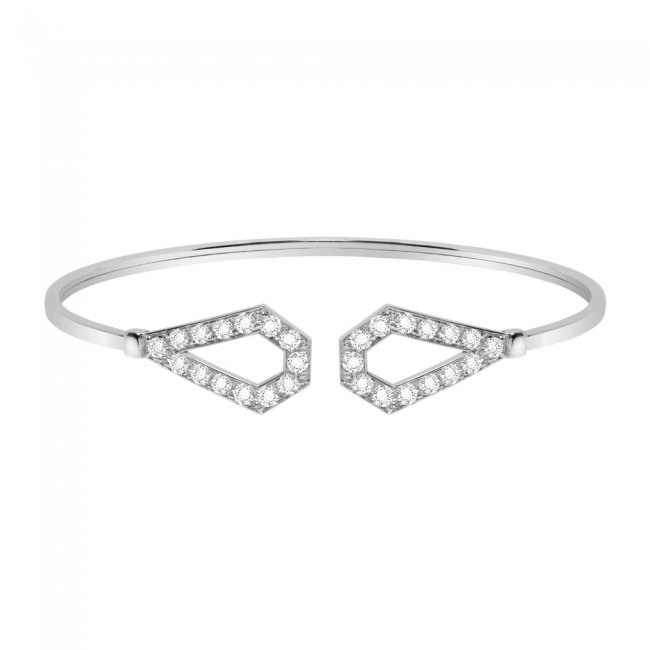 White diamond Monaco bangle bracelet in 18 k white gold
