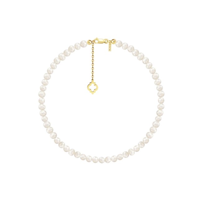 14 k yellow gold 3 mm pearls anklet