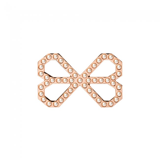 Pearl Bow brooch in rose gold plated brass