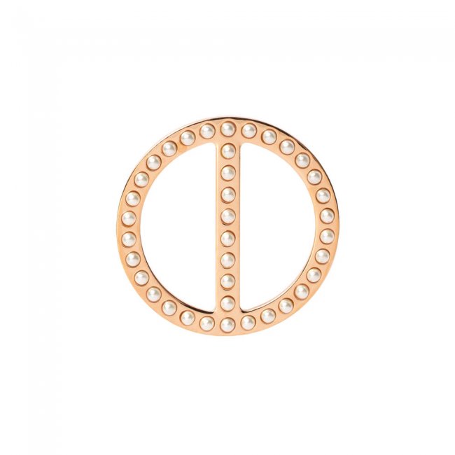 The Bond pearl brooch in rose gold plated brass