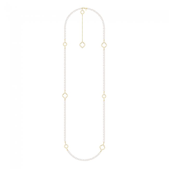 Colier Amina cu perle de 6 mm din aur alb