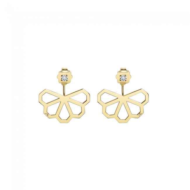 Monte Carlo Diamonds earrings, in 14 kt yellow gold, with white diamonds