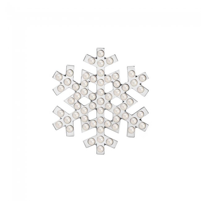 Pearl snowflake brooch in palladium plated brass