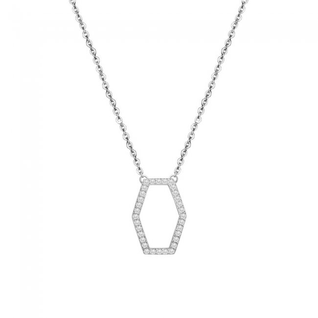 Pave Infinity Princess S necklace, in 18 k white gold, with white diamonds
