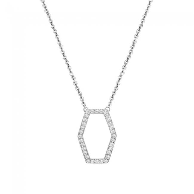 Pave Infinity Princess M necklace, in 18 k white gold, with white diamonds