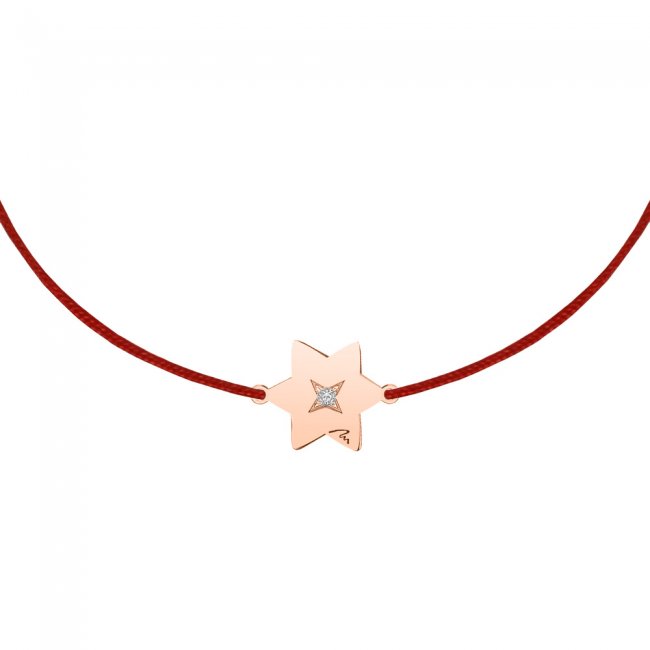 14 k rose gold white diamond Star on string bracelet