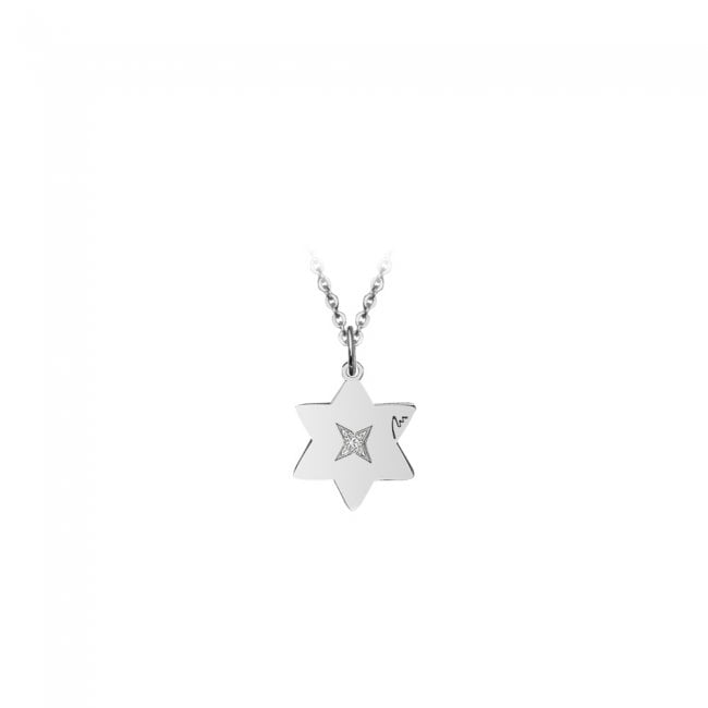 14 k white gold white diamond Star on string pendant