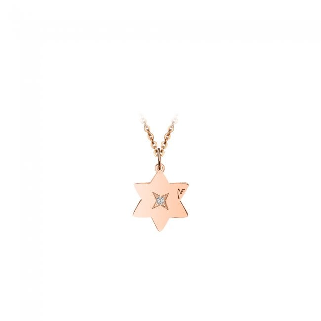 Rose gold white diamond Star on string pendant