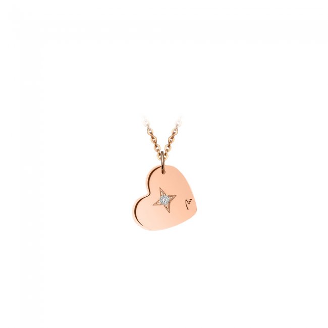 14 k rose gold white diamond Heart on string pendant