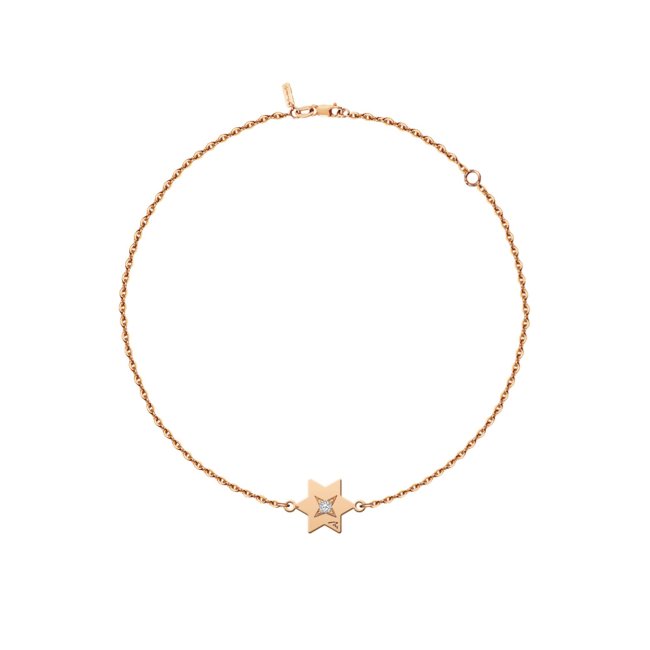 14 KT rose gold Star chain bracelet with white diamond