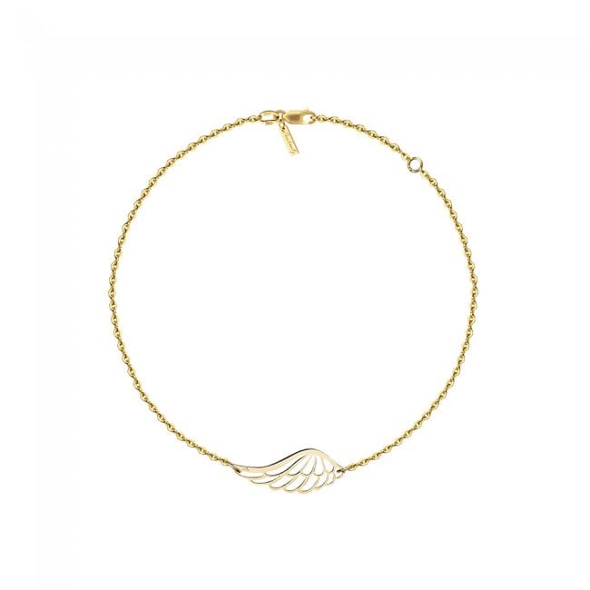 Yellow gold Angel wings on chain bracelet