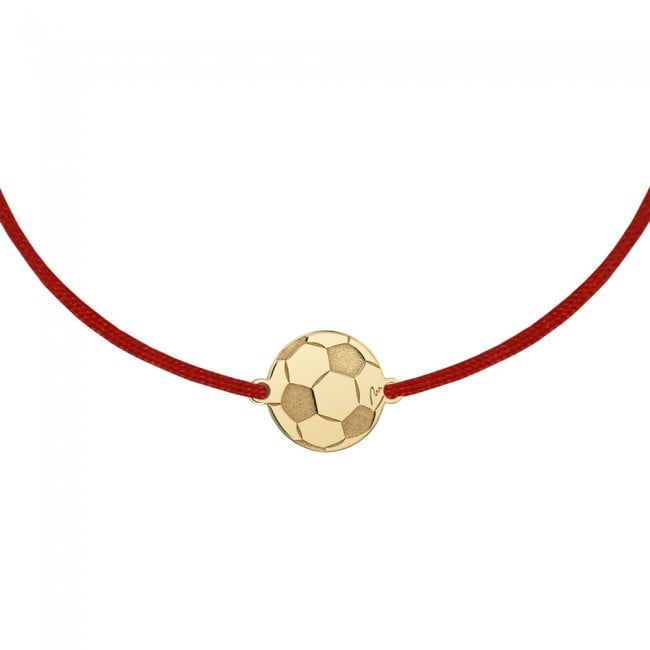 14 kt gold Football pendant on string bracelet
