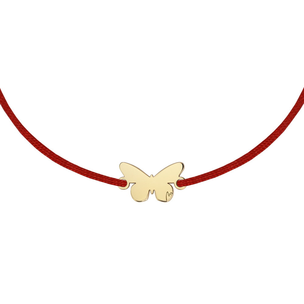 14 KT yellow gold Butterfly bracelet on string