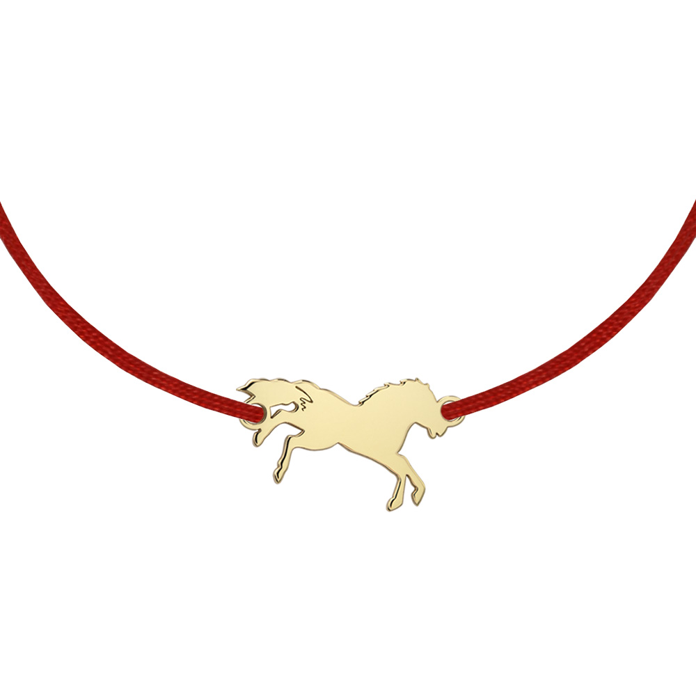 14 KT yellow gold Horsey bracelet on string
