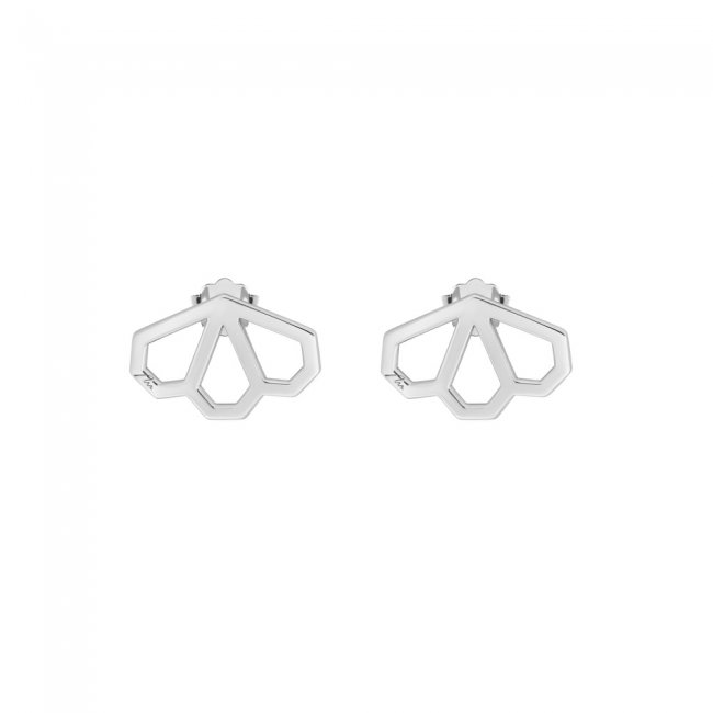 14 k white gold Monte Carlo earrings with 3 petals