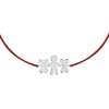 14 k white gold daughter-father-daughter on string bracelet