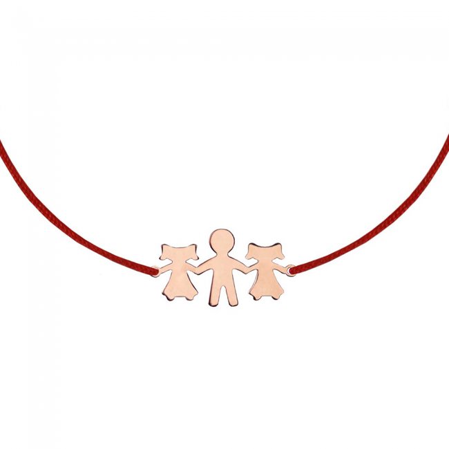 Rose gold Daughter-Father-Daughter on string bracelet