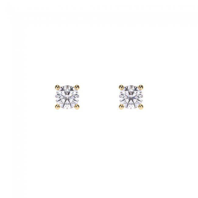 Cercei Studs din aur galben de 14 kt cu diamante albe, 0.20 ct