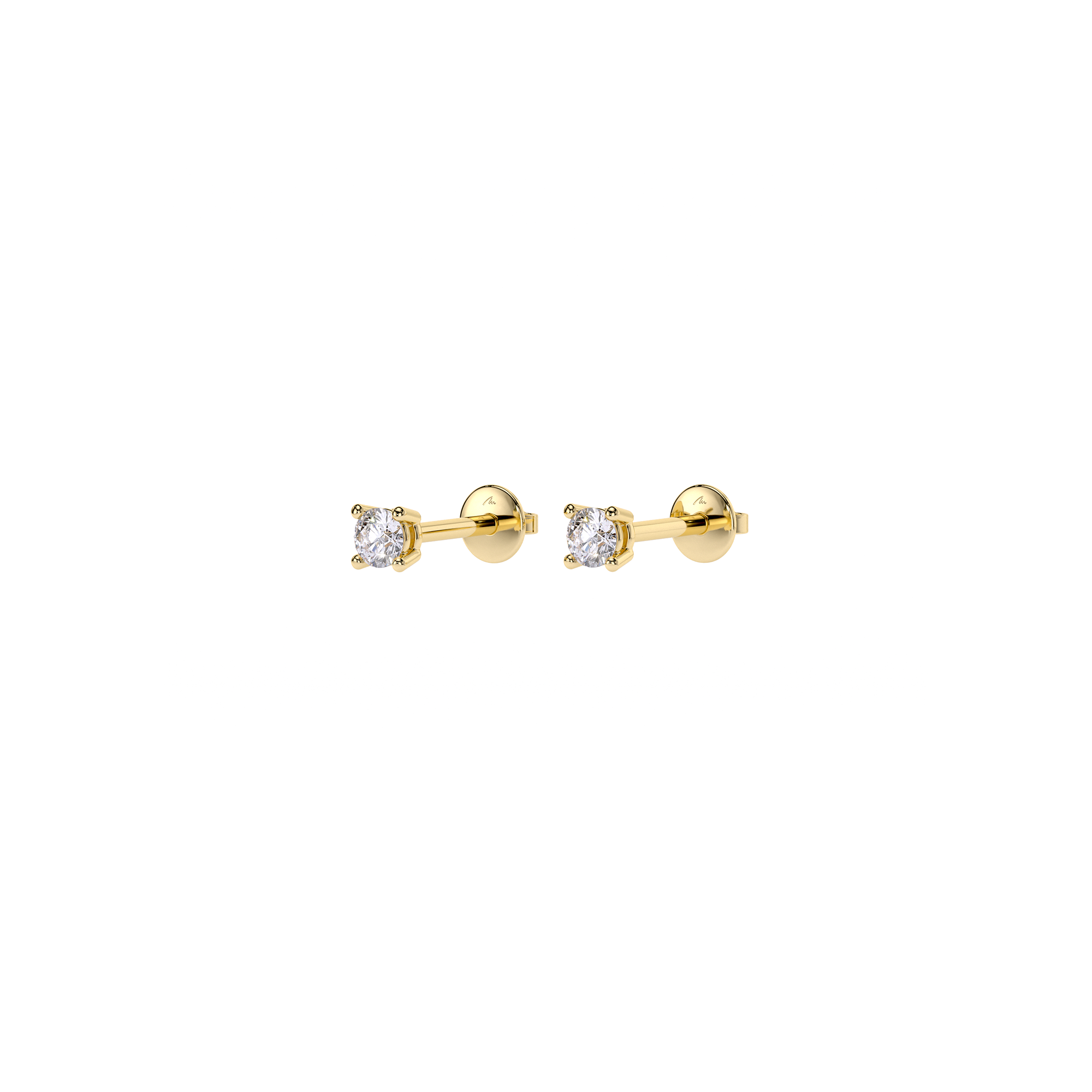 Cercei Studs, cu diamante albe 0.20 CT, din aur galben 14 KT