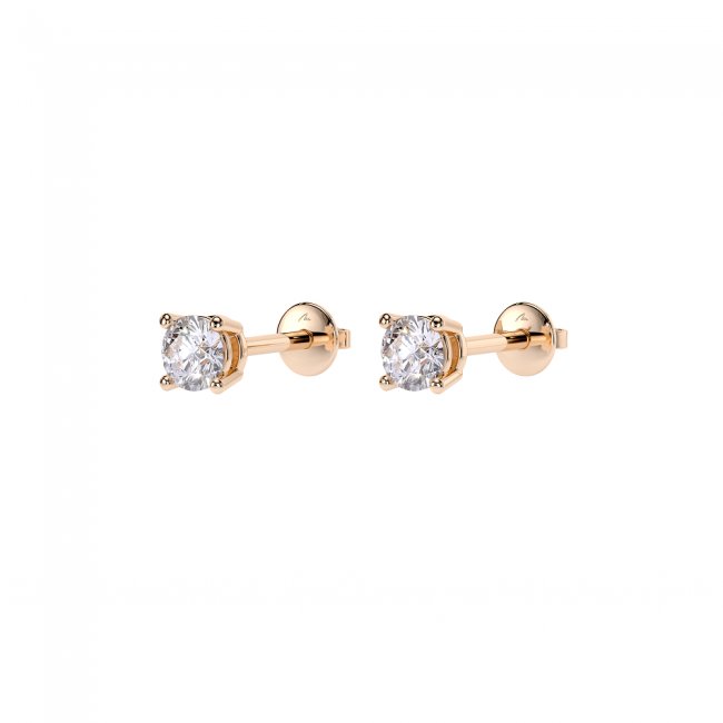 14 kt rose gold white diamonds 0.20 ct Studs Earrings