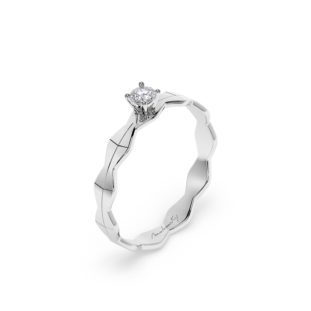 14 KT White Gold Infinity Engagement Ring Round Cut 0.11 CT