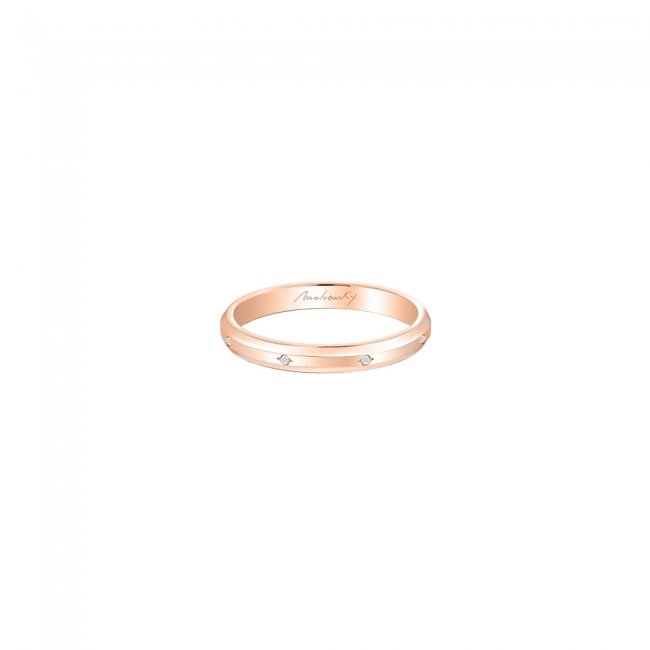 Destiny wedding ring, rose gold, with white diamonds