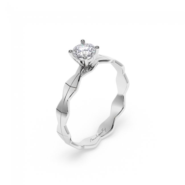 14 KT White Gold Infinity Engagement Ring Round Cut 0.30 CT