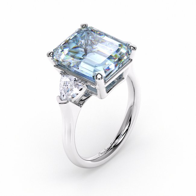 Aquamarine 6.07 CT Diamond Trilogy Ring