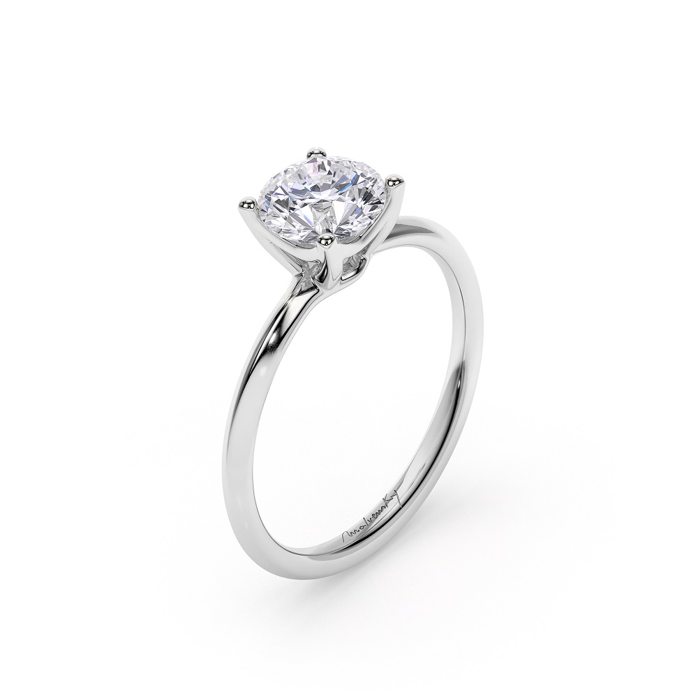 18 KT White Gold ICONIC M Engagement Ring Round Cut 1.00 CT