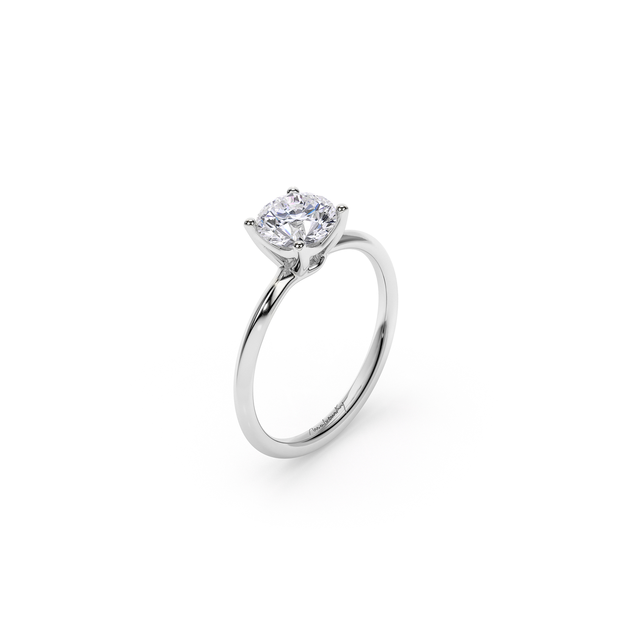 18 KT White Gold ICONIC M Engagement Ring Round Cut 1.00 CT