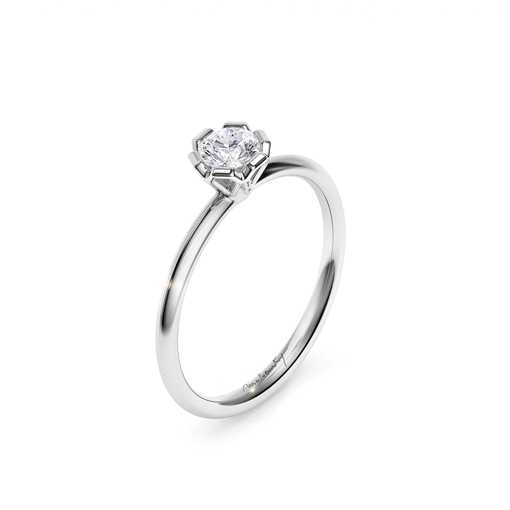 18 KT White Gold Grace Engagement Ring Round Cut 0.30 CT
