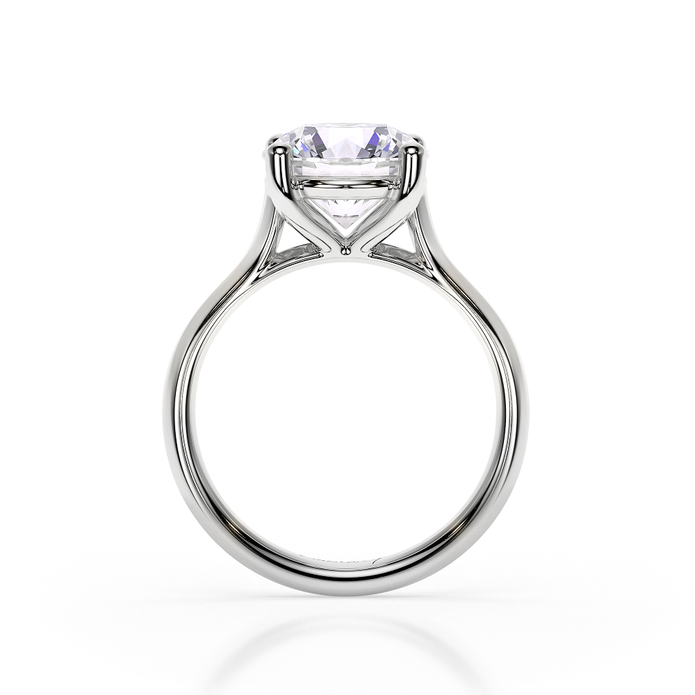 18 KT White Gold Classic Engagement Ring Round Cut 3.00 CT