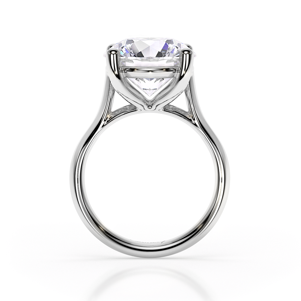 18 KT White Gold Classic Engagement Ring Round Cut 6.00 CT