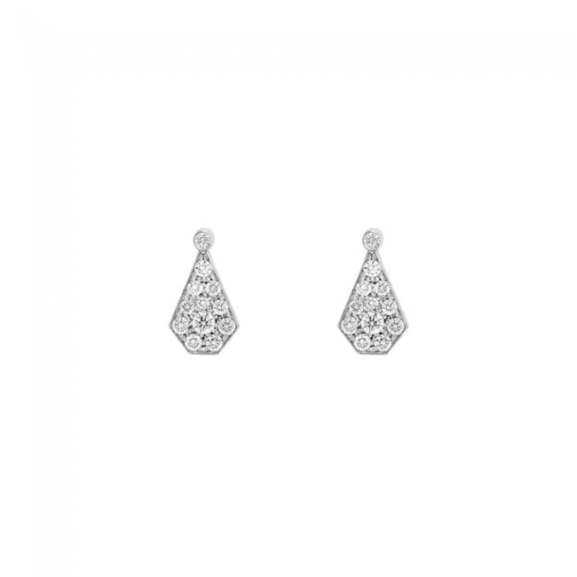 18 k white diamonds 1 petal Grace Diamonds earrings in white gold